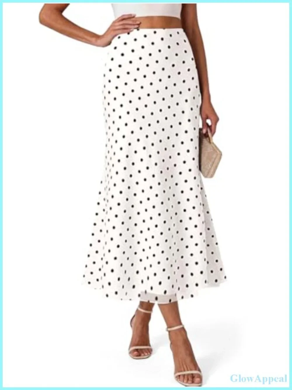 Women's Polka Dot Midi Skirt High Waisted Flowy Maxi A-Line Summer